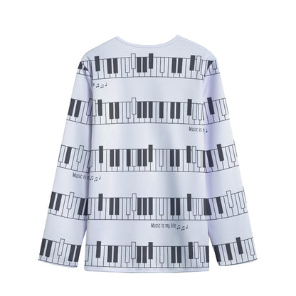 Piano Pattern Print Long Sleeve Short Coat