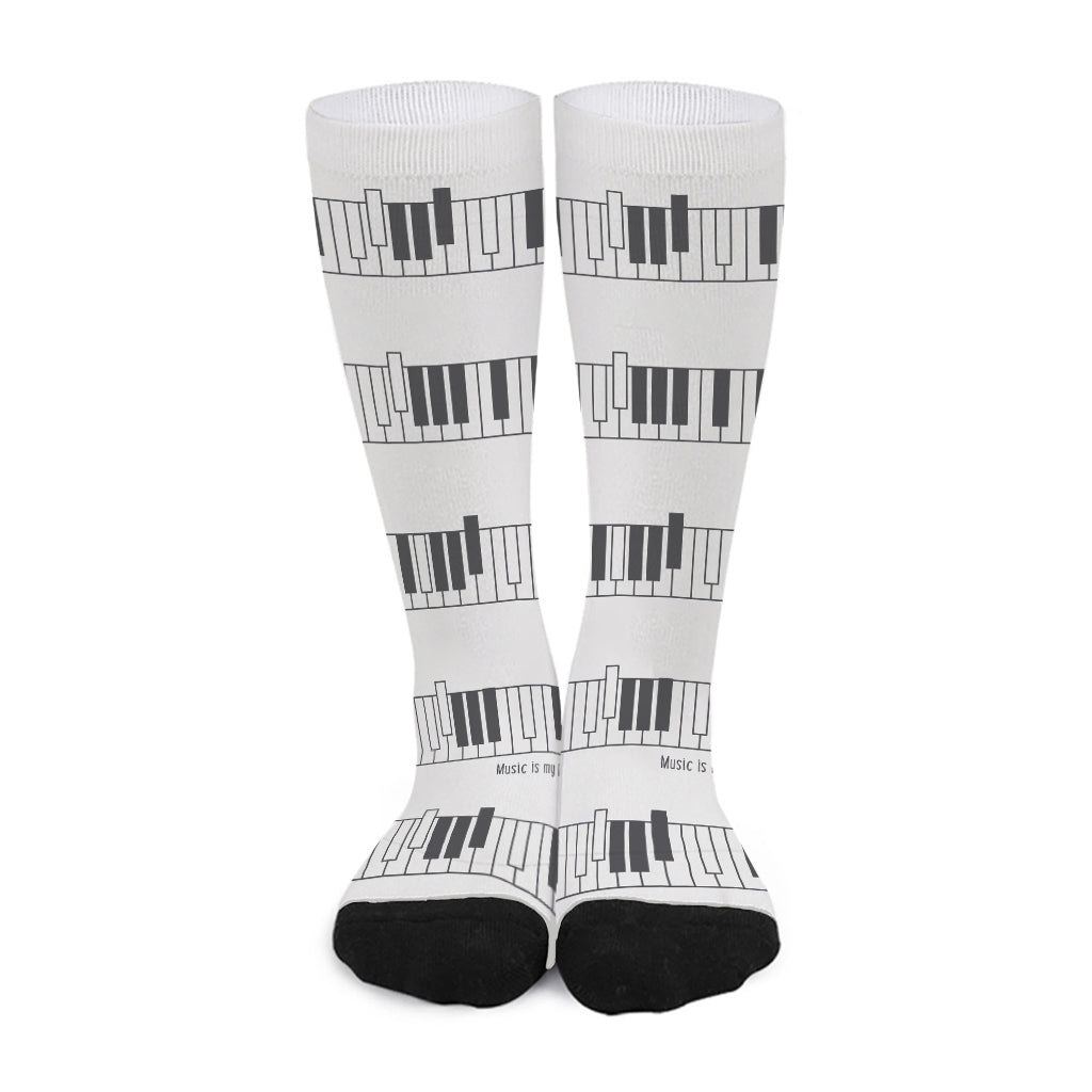 Piano Pattern Print Long Socks