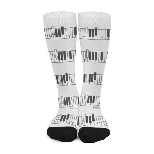 Piano Pattern Print Long Socks
