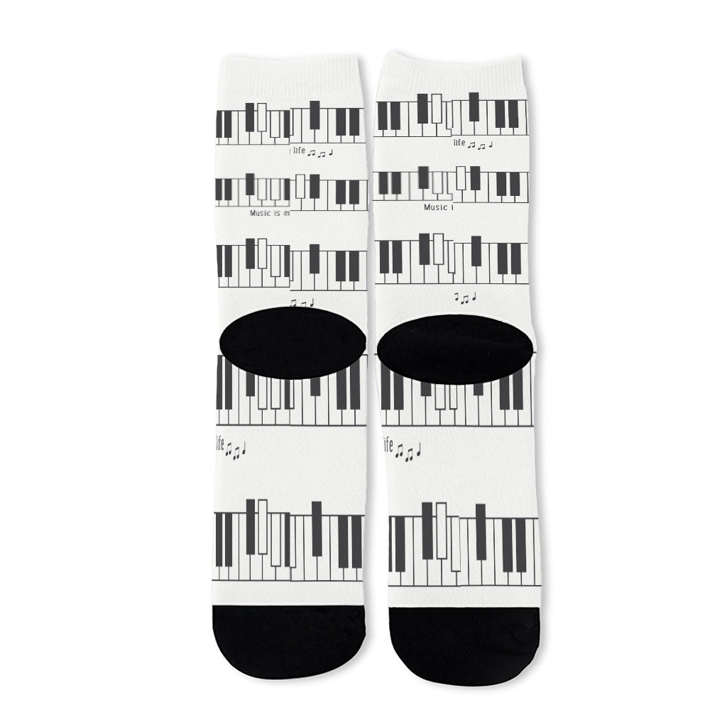 Piano Pattern Print Long Socks