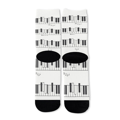Piano Pattern Print Long Socks