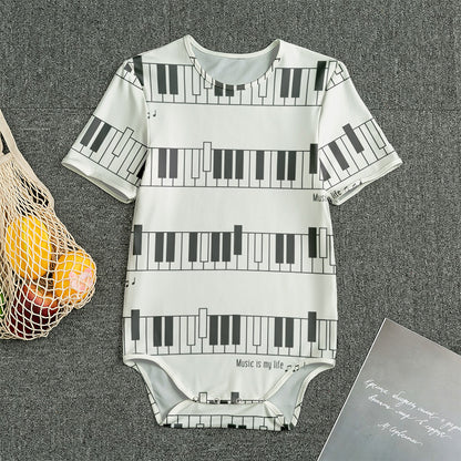 Piano Pattern Print Men's Bodysuit