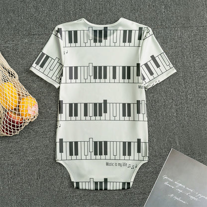 Piano Pattern Print Men's Bodysuit