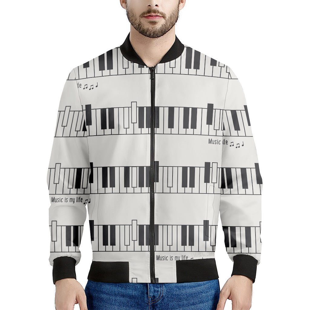 Piano Pattern Print Men's Bomber Jacket