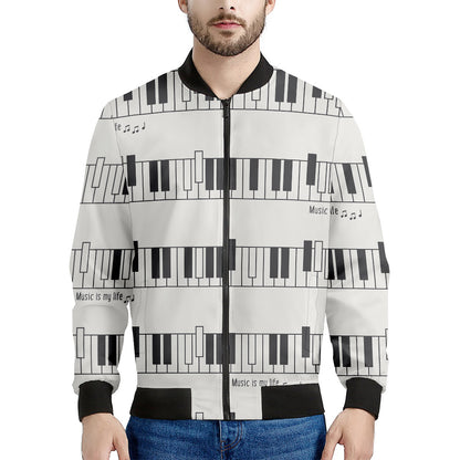 Piano Pattern Print Men's Bomber Jacket