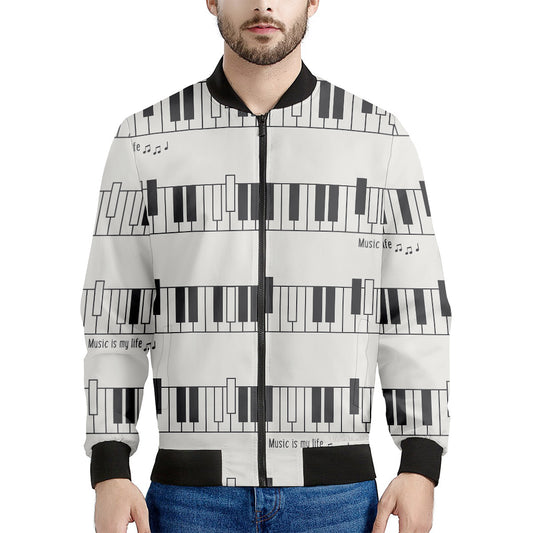 Piano Pattern Print Men's Bomber Jacket