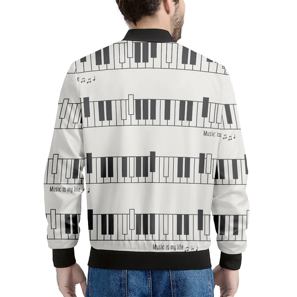 Piano Pattern Print Men's Bomber Jacket