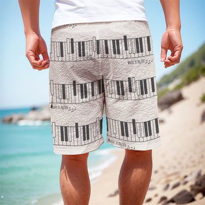 Piano Pattern Print Men's Cargo Shorts