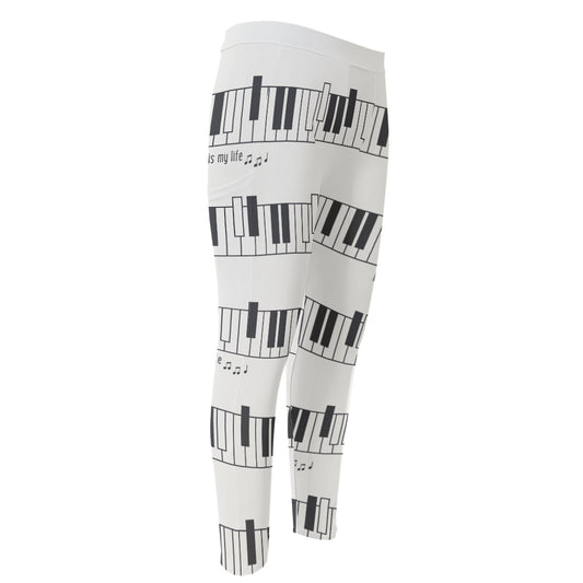 Piano Pattern Print Men's Compression Pants