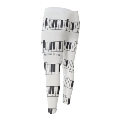Piano Pattern Print Men's Compression Pants