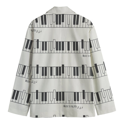 Piano Pattern Print Men's Cotton Blazer