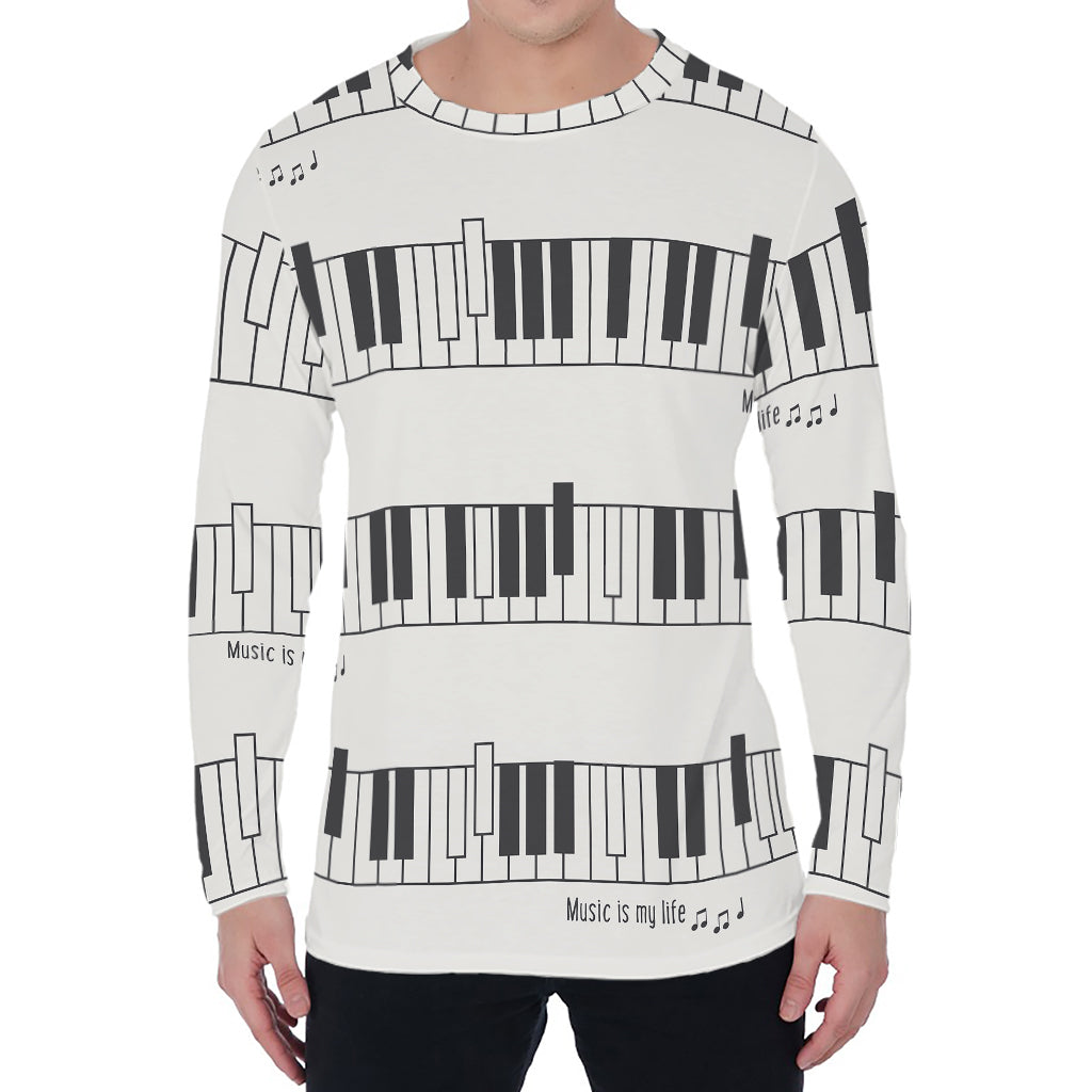 Piano Pattern Print Men's Long Sleeve T-Shirt