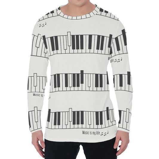 Piano Pattern Print Men's Long Sleeve T-Shirt