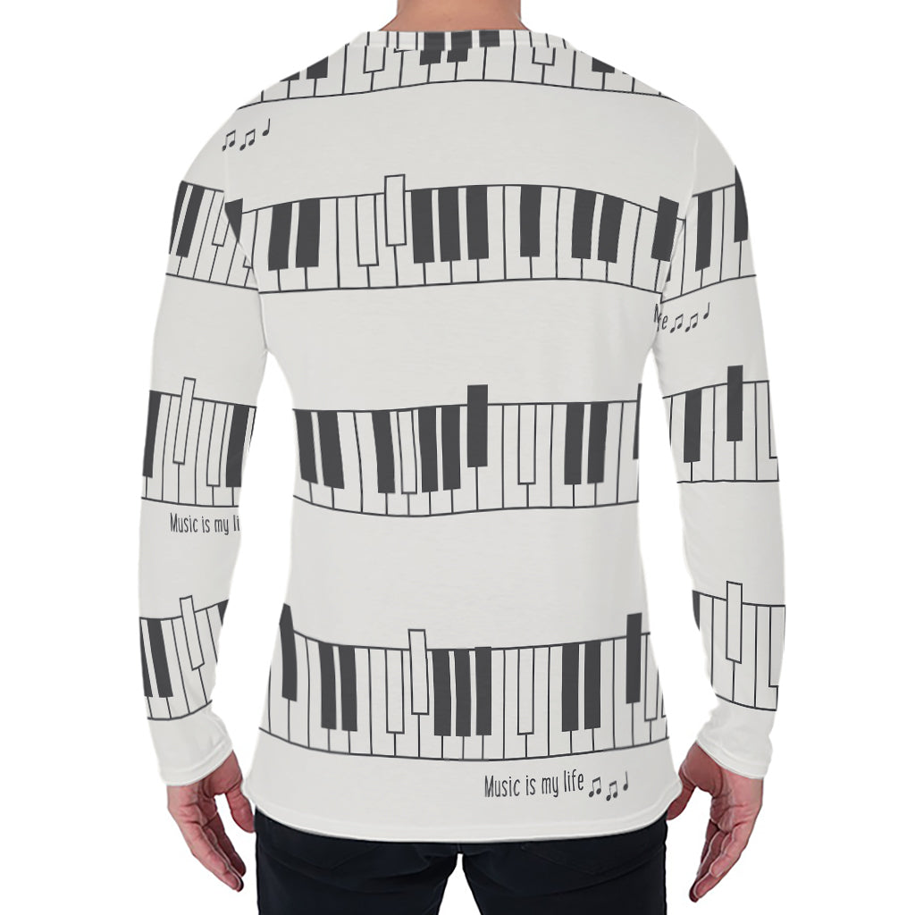 Piano Pattern Print Men's Long Sleeve T-Shirt