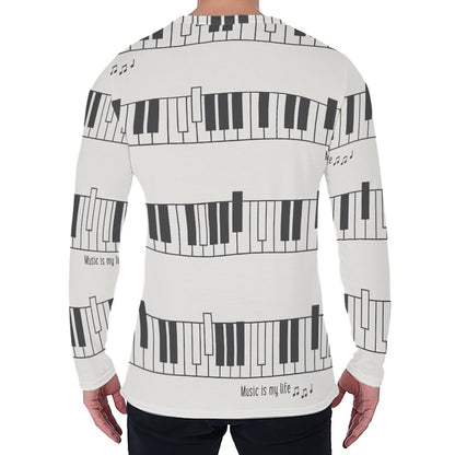 Piano Pattern Print Men's Long Sleeve T-Shirt