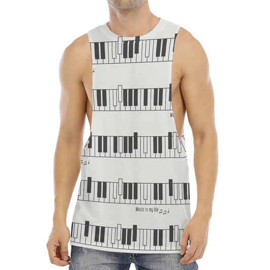 Piano Pattern Print Men's Muscle Tank Top