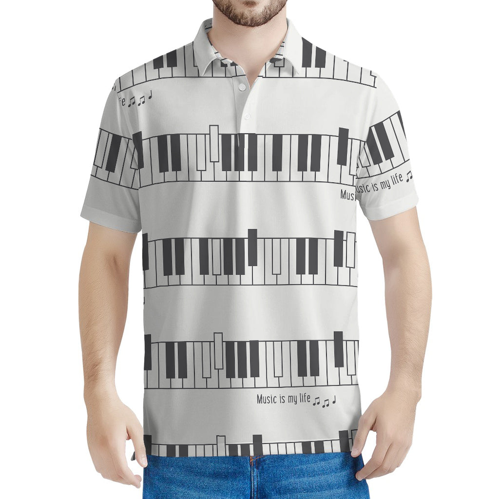 Piano Pattern Print Men's Polo Shirt