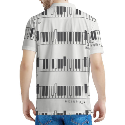 Piano Pattern Print Men's Polo Shirt
