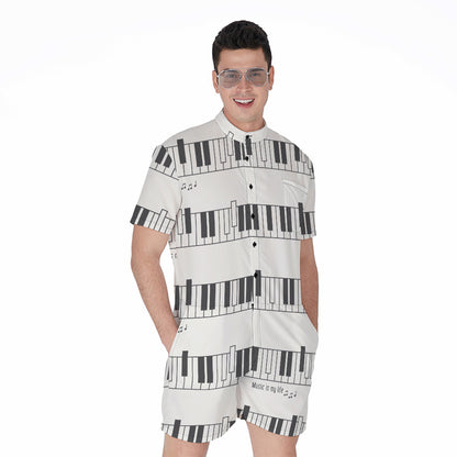 Piano Pattern Print Men's Rompers