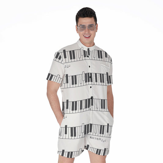 Piano Pattern Print Men's Rompers