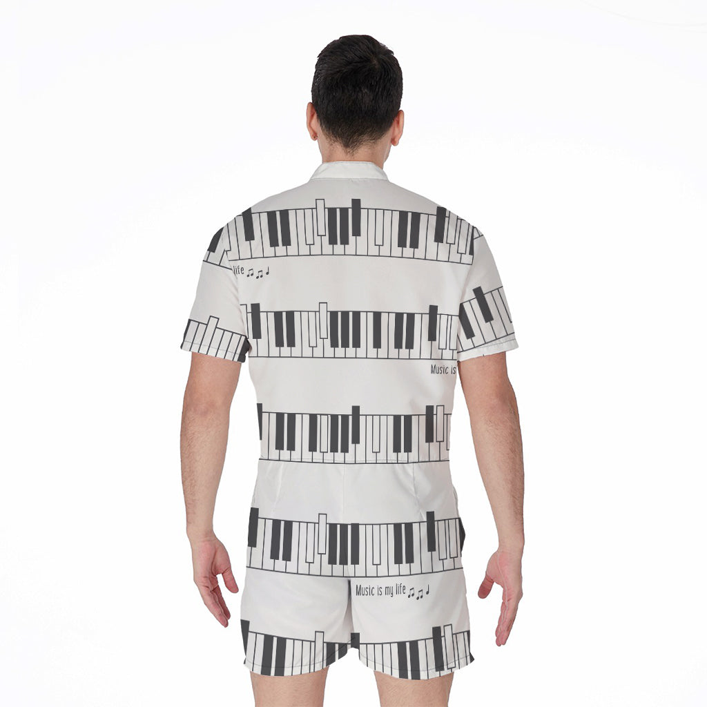 Piano Pattern Print Men's Rompers