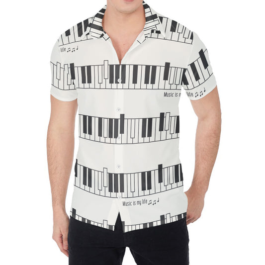 Piano Pattern Print Men's Shirt
