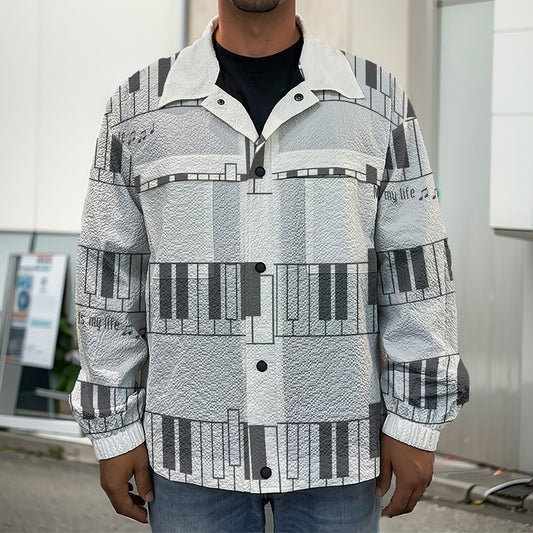Piano Pattern Print Men's Shirt Jacket
