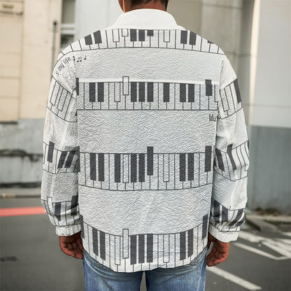 Piano Pattern Print Men's Shirt Jacket