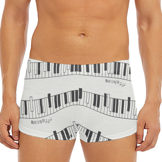 Piano Pattern Print Men's Short Boxer Briefs