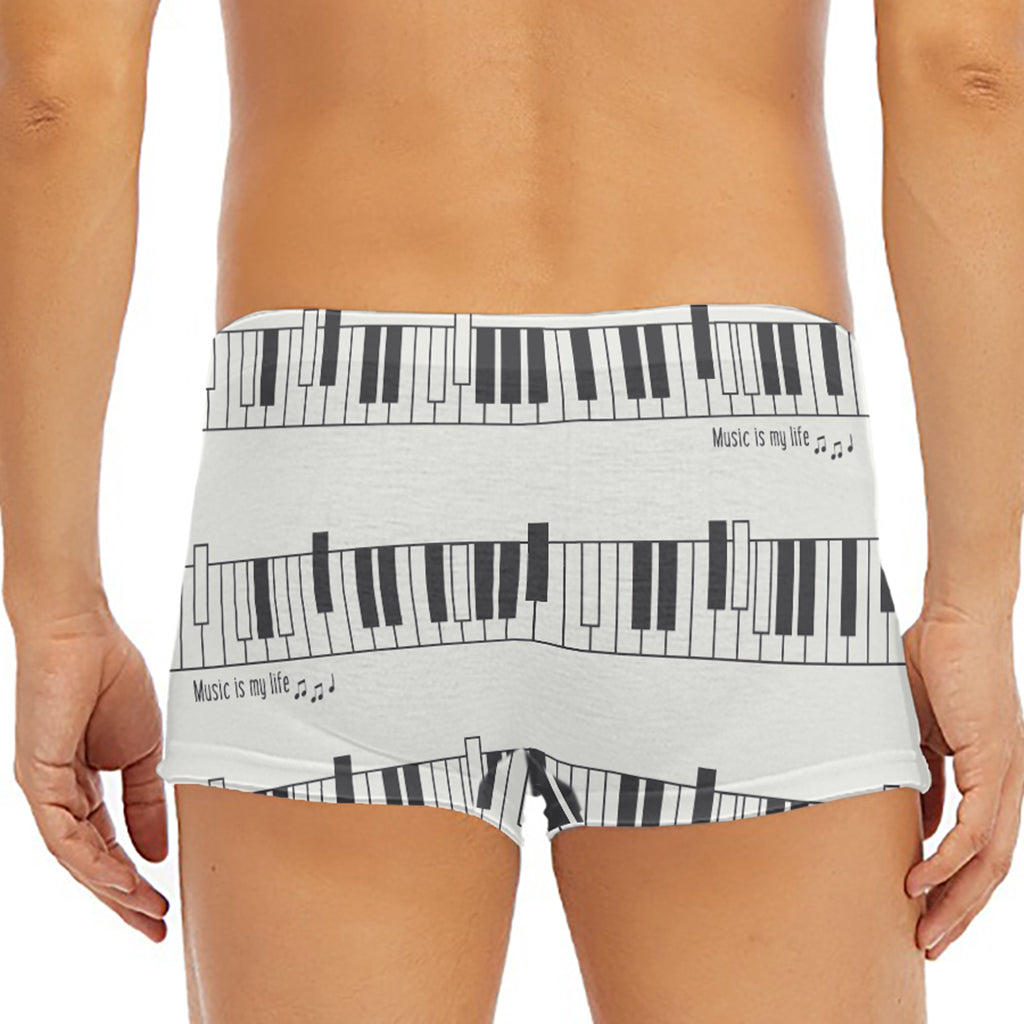 Piano Pattern Print Men's Short Boxer Briefs