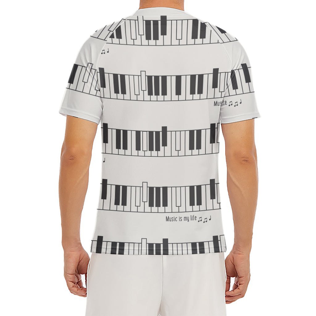 Piano Pattern Print Men's Short Sleeve Rash Guard