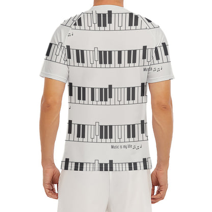 Piano Pattern Print Men's Short Sleeve Rash Guard