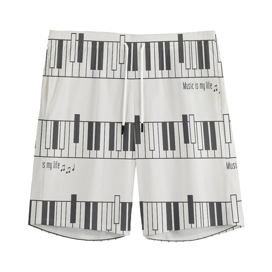 Piano Pattern Print Men's Sports Shorts