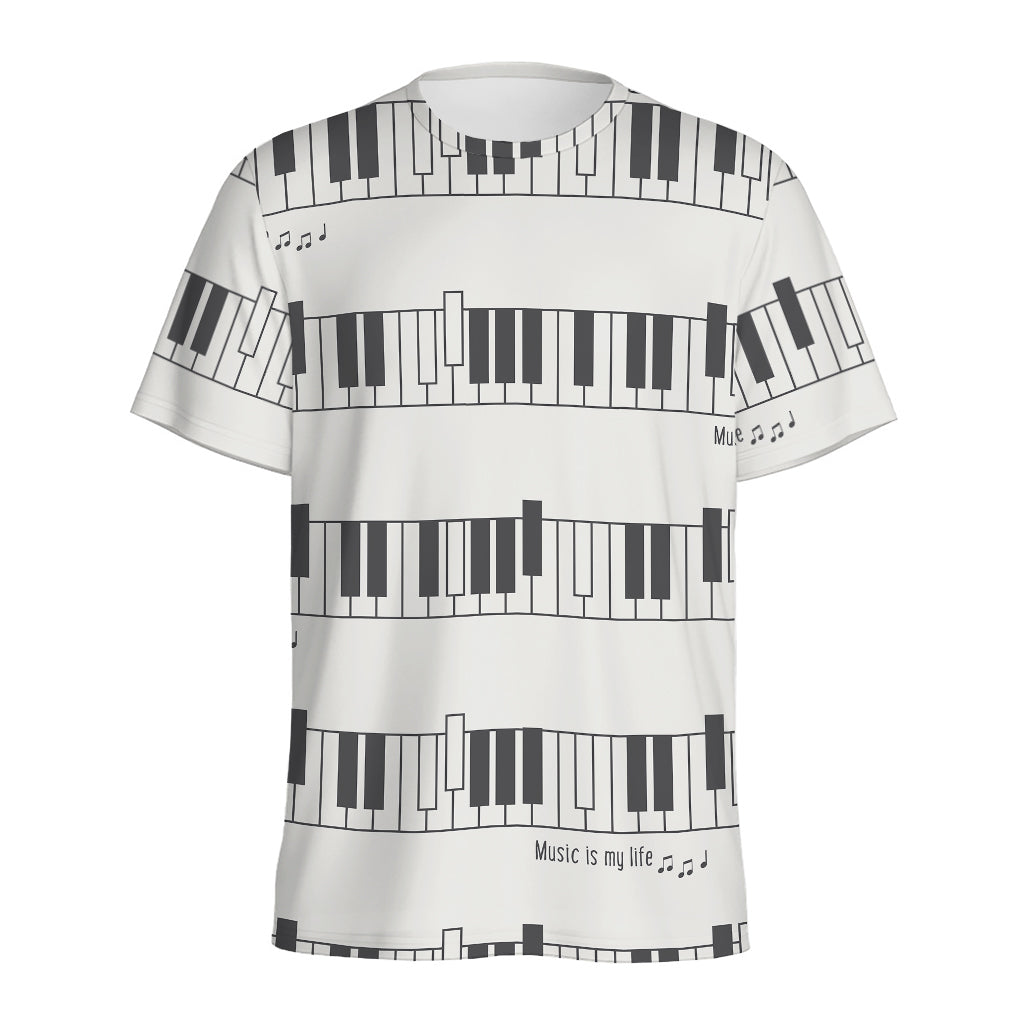 Piano Pattern Print Men's Sports T-Shirt