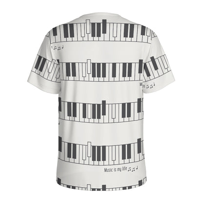 Piano Pattern Print Men's Sports T-Shirt