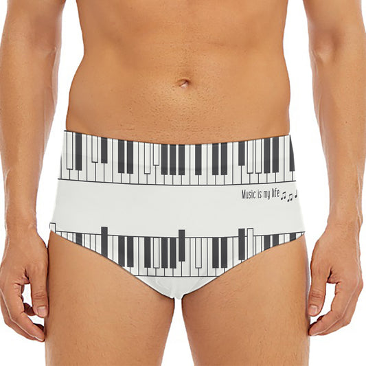 Piano Pattern Print Men's Triangle Swim Briefs