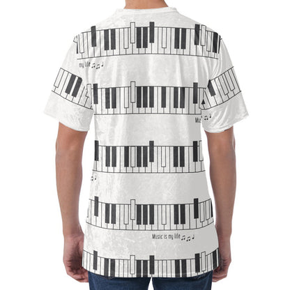 Piano Pattern Print Men's Velvet T-Shirt