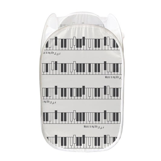 Piano Pattern Print Mesh Laundry Hamper