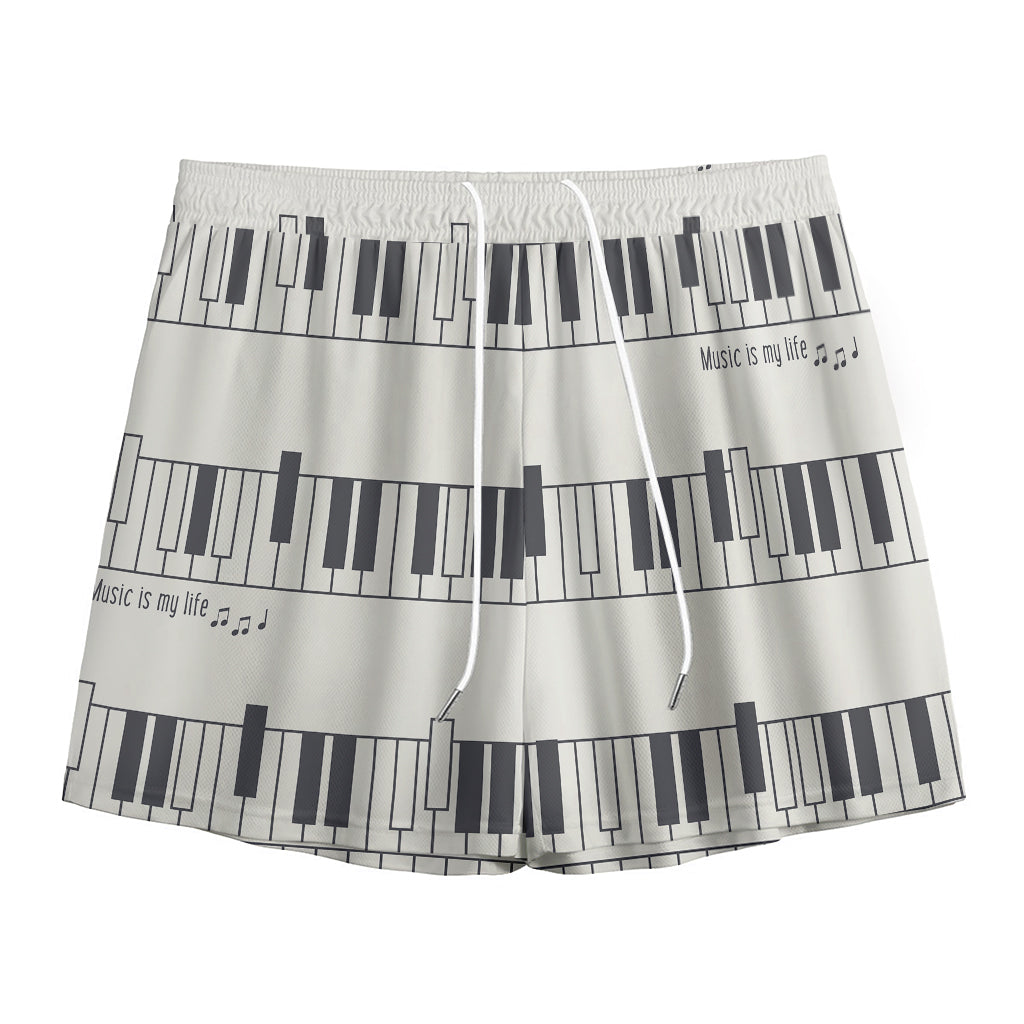 Piano Pattern Print Mesh Shorts