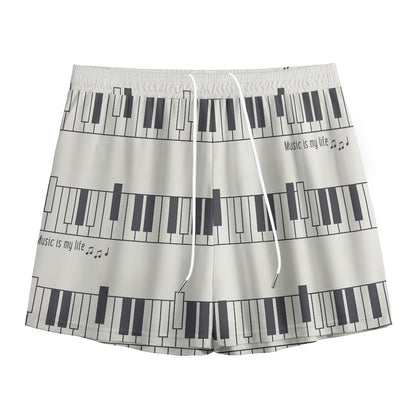 Piano Pattern Print Mesh Shorts