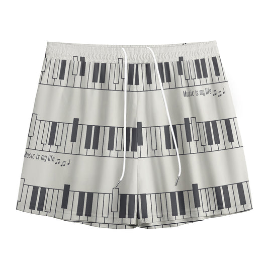 Piano Pattern Print Mesh Shorts