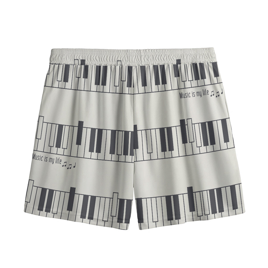 Piano Pattern Print Mesh Shorts
