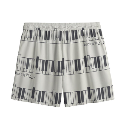 Piano Pattern Print Mesh Shorts