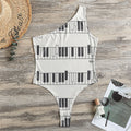 Piano Pattern Print One Shoulder Bodysuit