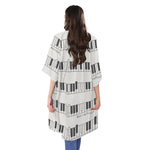 Piano Pattern Print Open Front Beach Cover Up