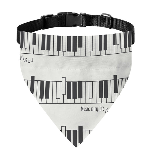 Piano Pattern Print Over The Collar Dog Bandana