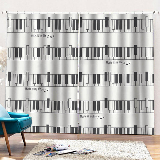 Piano Pattern Print Pencil Pleat Curtains