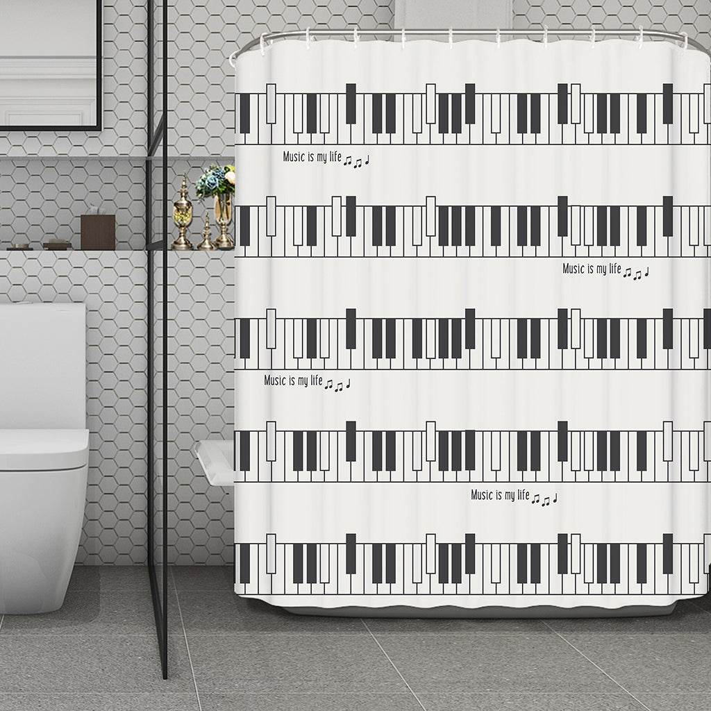 Piano Pattern Print Polyester Shower Curtain