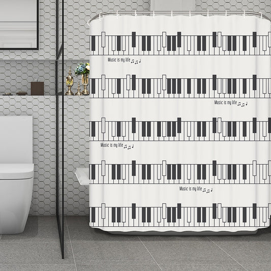 Piano Pattern Print Polyester Shower Curtain