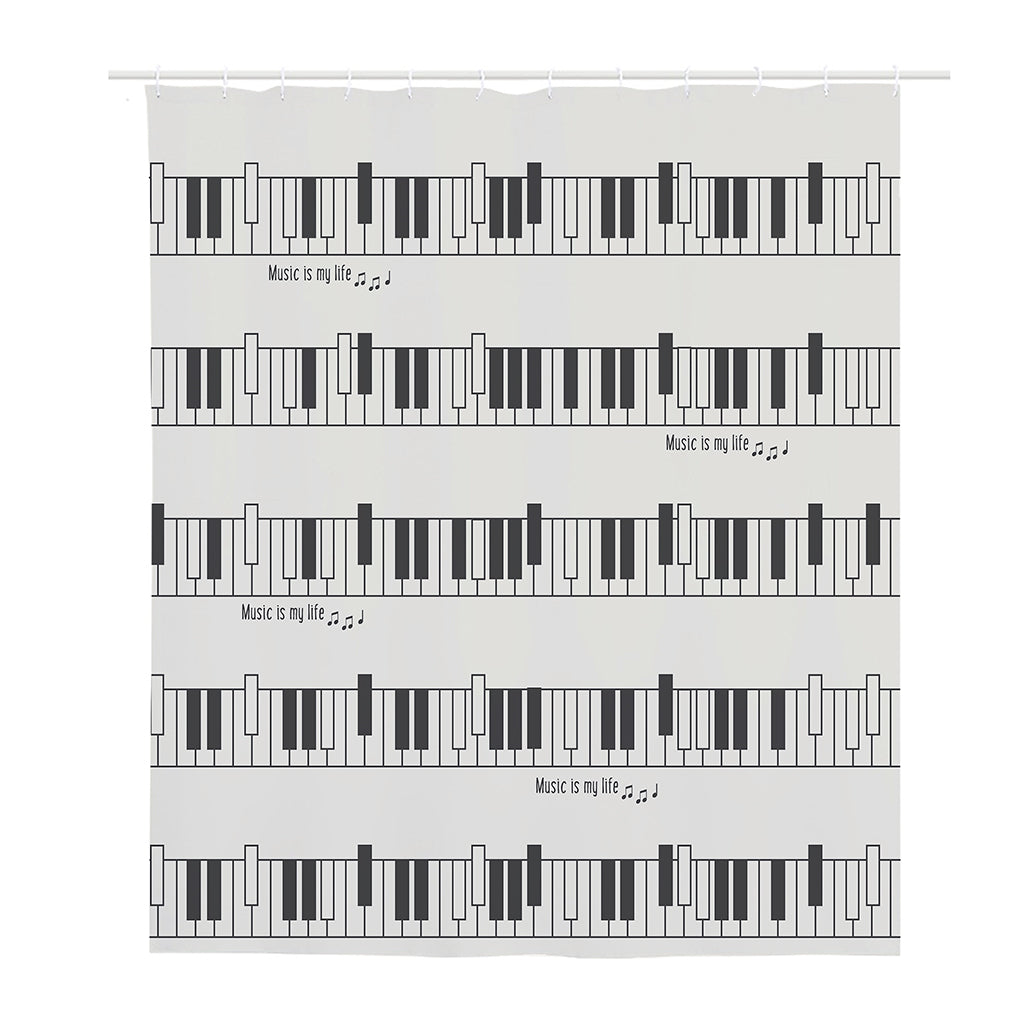 Piano Pattern Print Polyester Shower Curtain